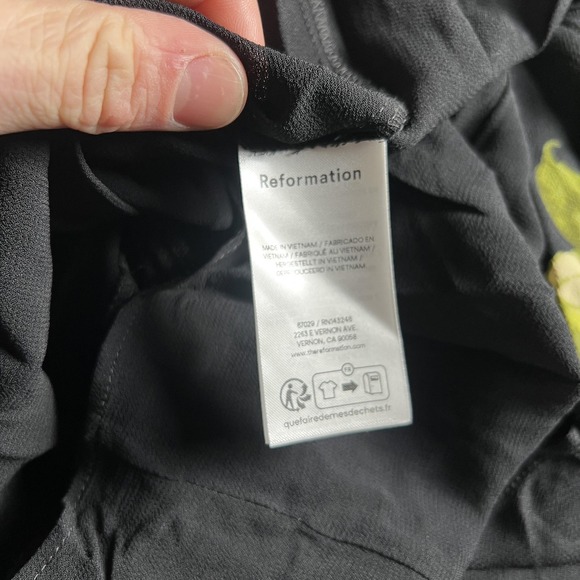 Reformation Anellis Dress Womens 0 Black Floral Fit & Flare Midi Sundress Party - Picture 10 of 13